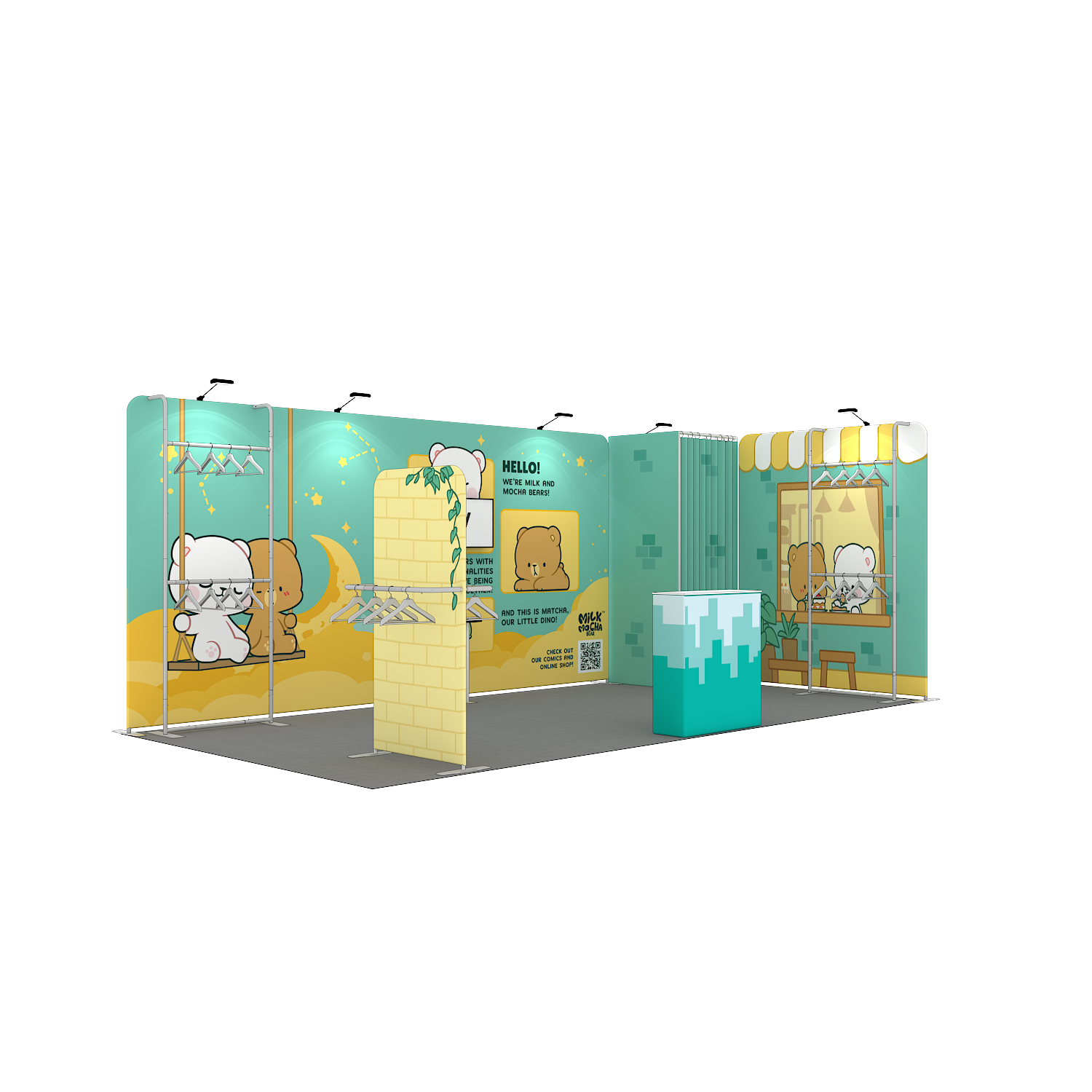 10x20 Clothing Booth Portable Aluminum Frame Hanging Racks